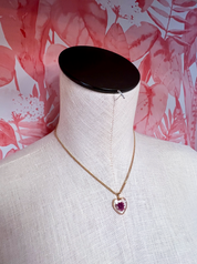 Dried Flower Heart Pendant Necklace in Purple  *Final Sale*