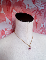 Dried Flower Heart Pendant Necklace in Purple  *Final Sale*