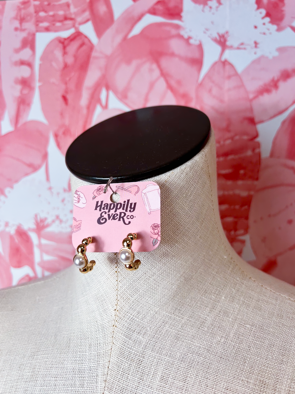 Drop of Pearl Hoop Huggie Earrings in Gold *Final Sale*