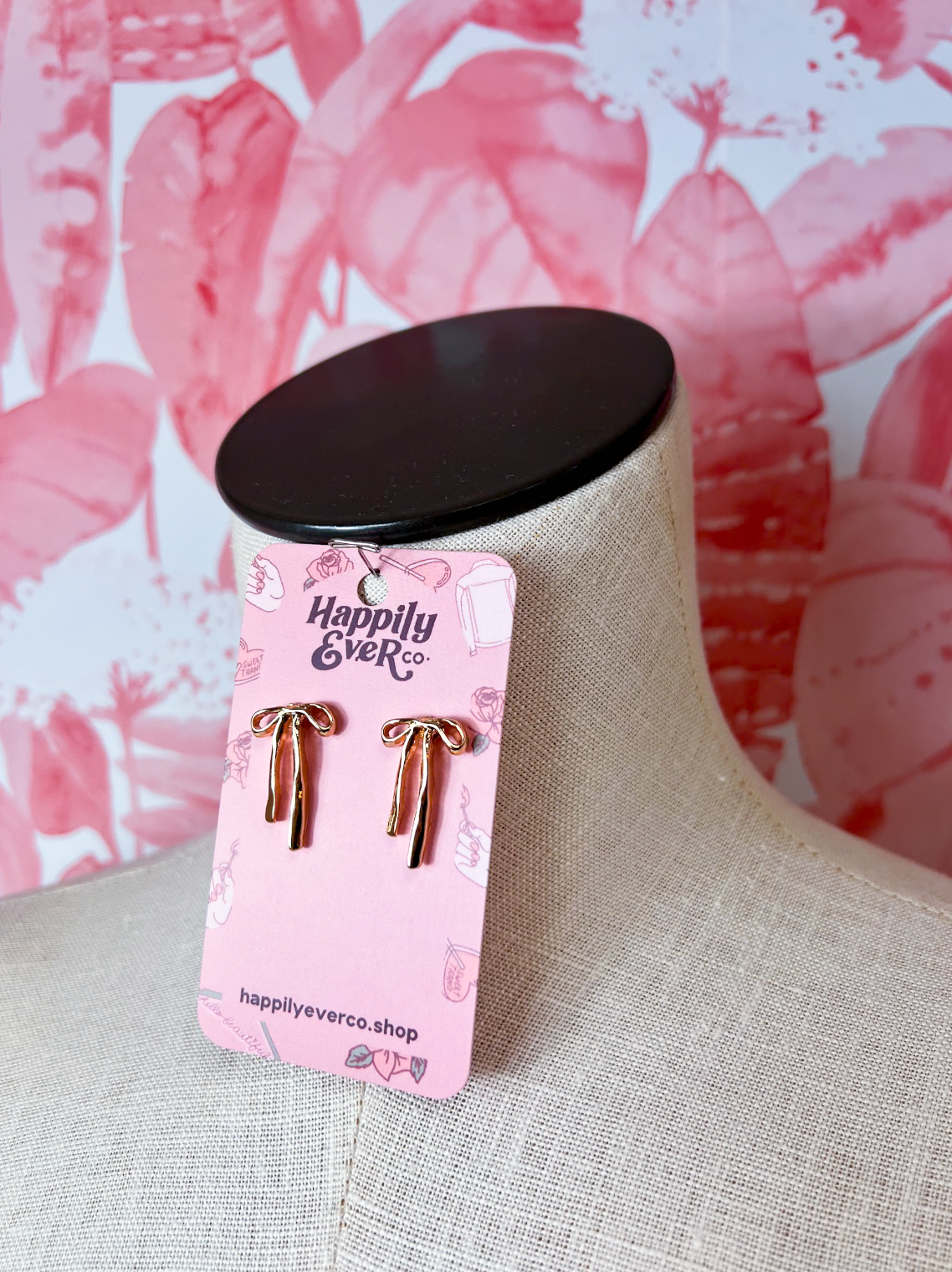 Long Bow Ribbon Stud Earrings in Gold *Final Sale*