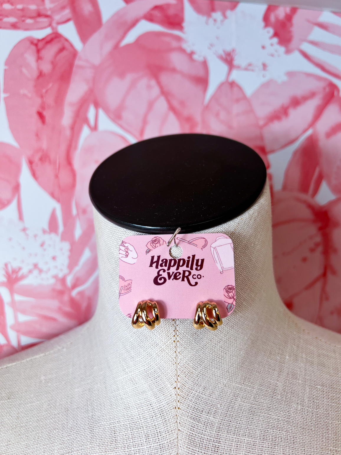 Triple Round Huggie Hoop Earrings in Gold *Final Sale*