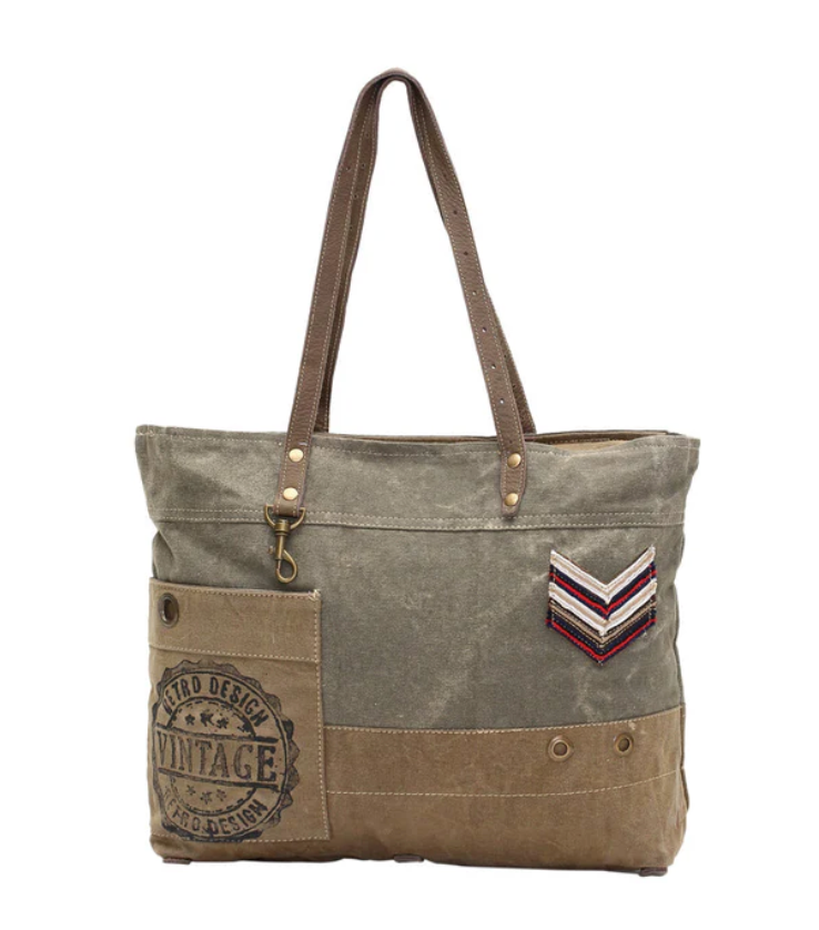 Myra | Military Badge Canvas Tote Bag *FINAL SALE*