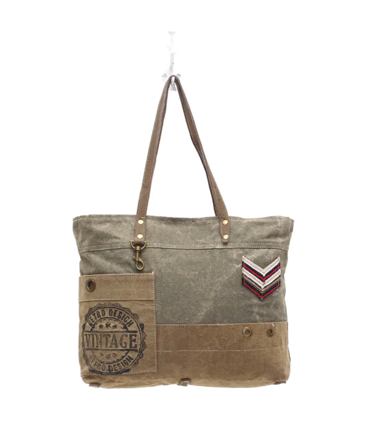 Myra | Military Badge Canvas Tote Bag *FINAL SALE*
