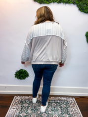 Farmhouse Stripes Pullover in Grey & Stone