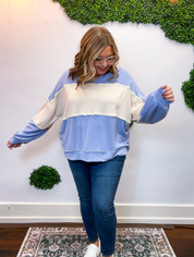 Ric Rac Darling Pullover in Denim & Cream