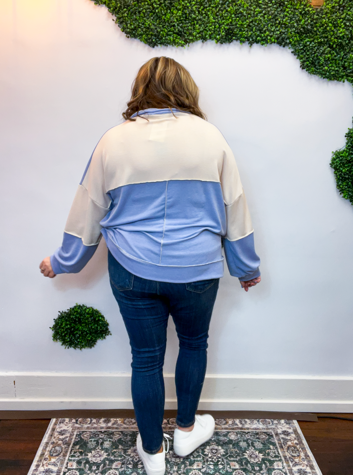 Ric Rac Darling Pullover in Denim & Cream