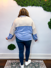 Ric Rac Darling Pullover in Denim & Cream