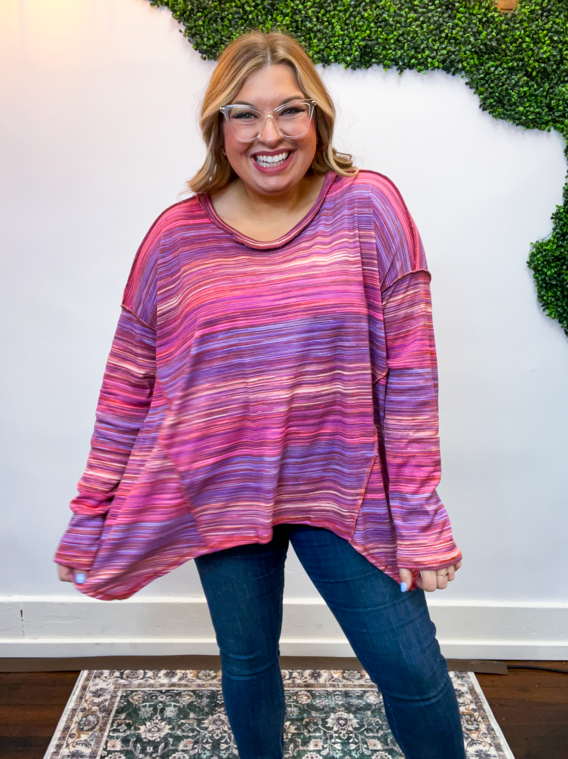 Free Flow Stripe Sharkbite Top