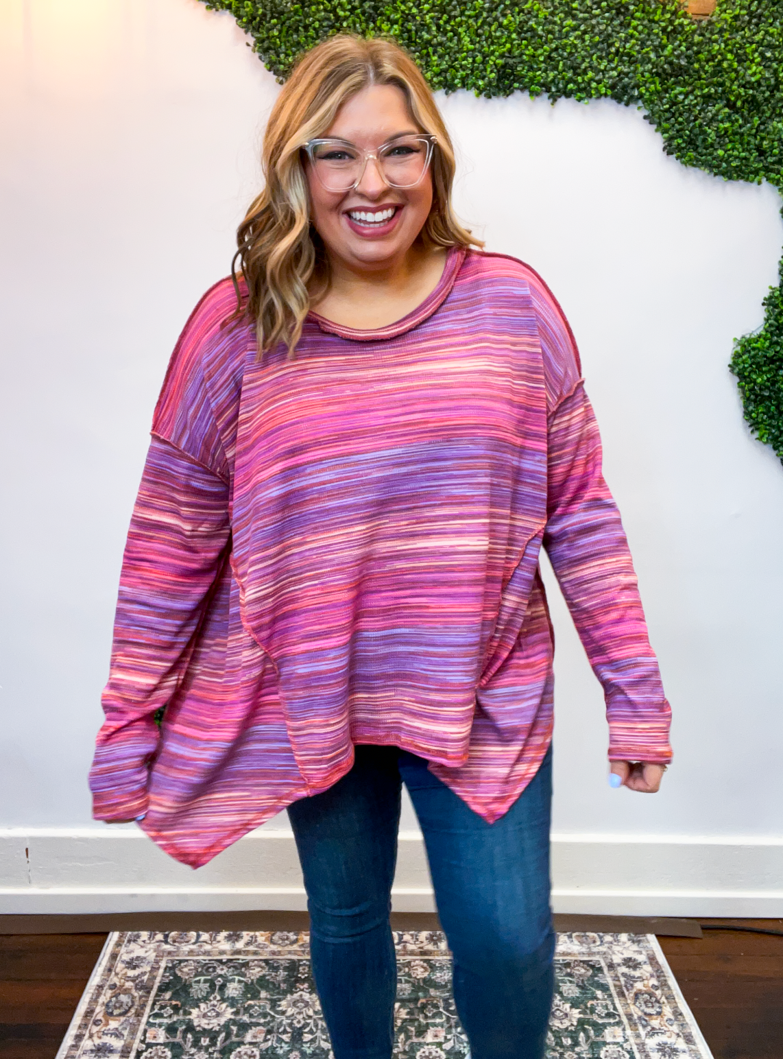 Free Flow Stripe Sharkbite Top