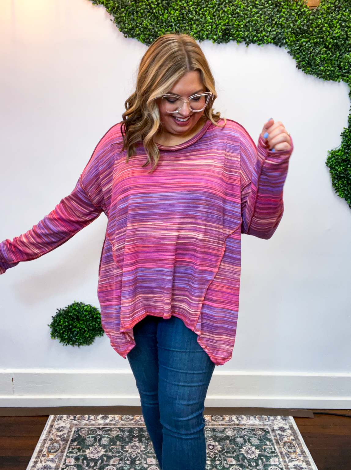 Free Flow Stripe Sharkbite Top