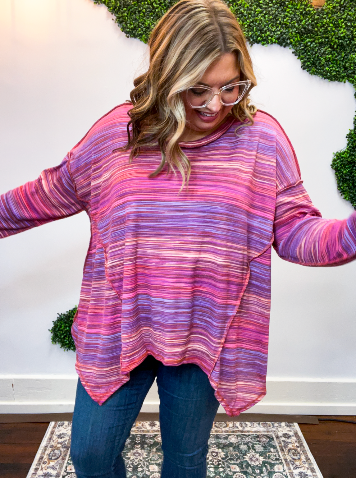 Free Flow Stripe Sharkbite Top