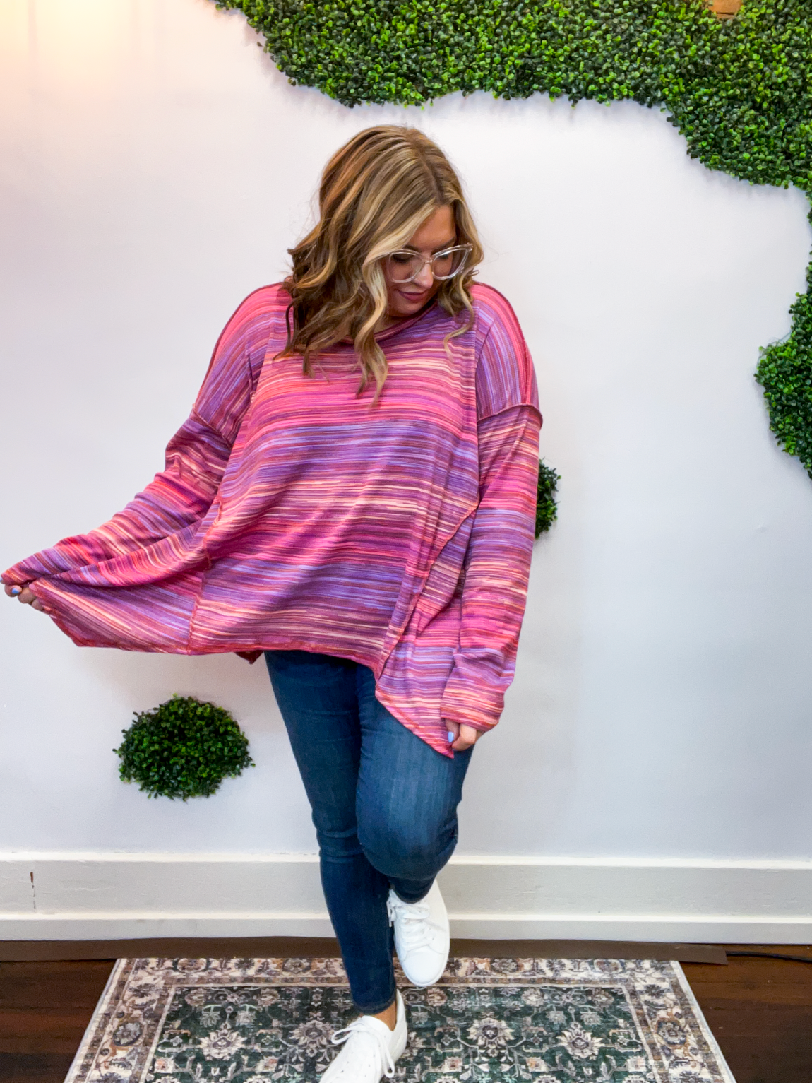 Free Flow Stripe Sharkbite Top