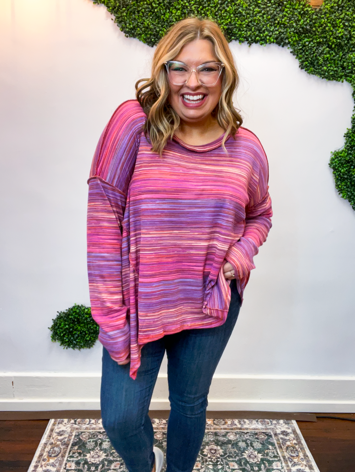 Free Flow Stripe Sharkbite Top