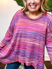 Free Flow Stripe Sharkbite Top