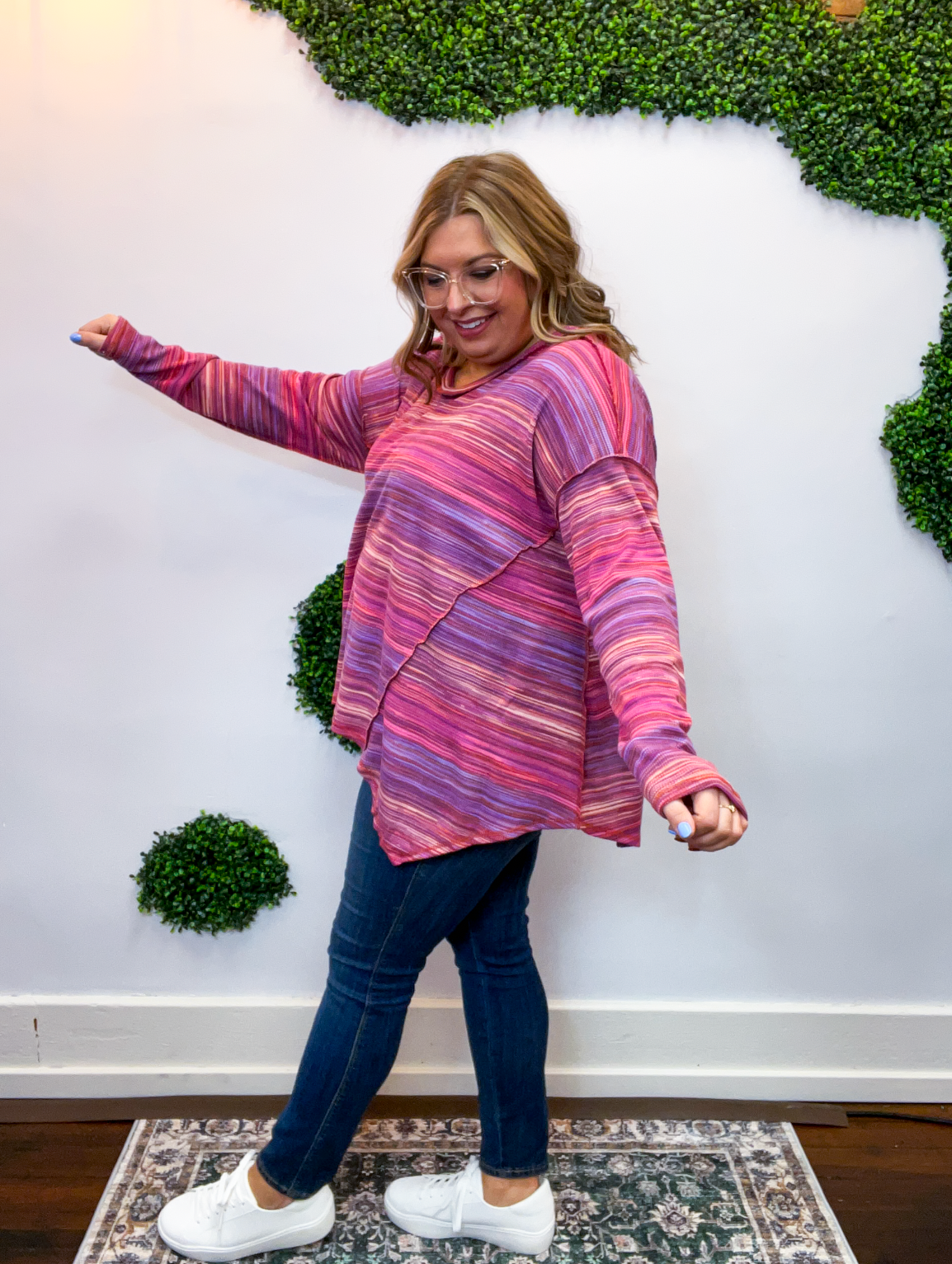 Free Flow Stripe Sharkbite Top