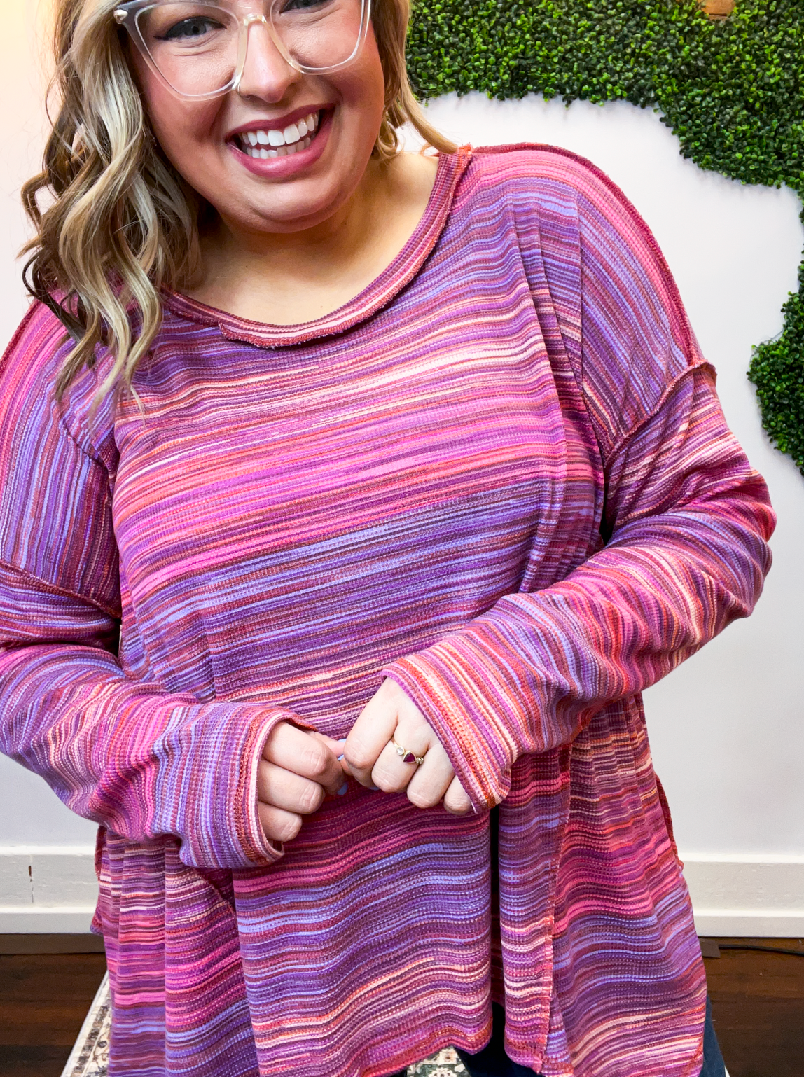 Free Flow Stripe Sharkbite Top