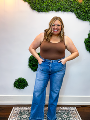 High Rise Ankle Straight Jeans by Risen in Medium Wash