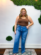 High Rise Ankle Straight Jeans by Risen in Medium Wash