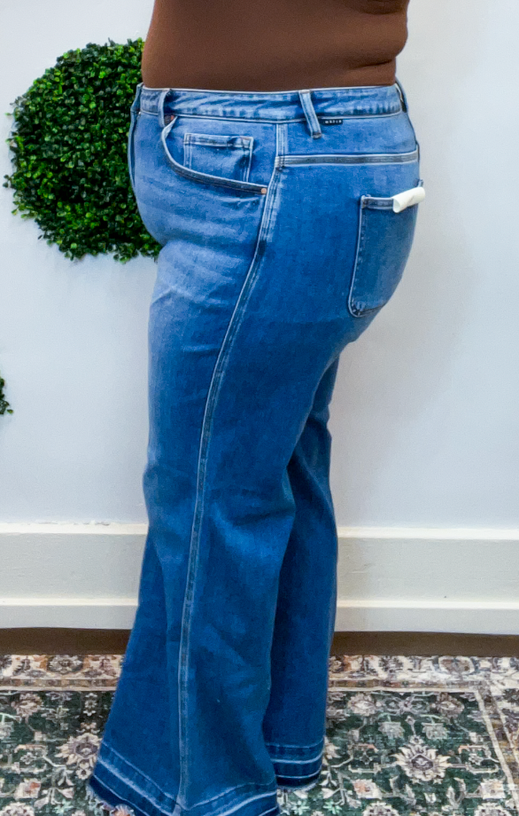 High Rise Ankle Straight Jeans by Risen in Medium Wash