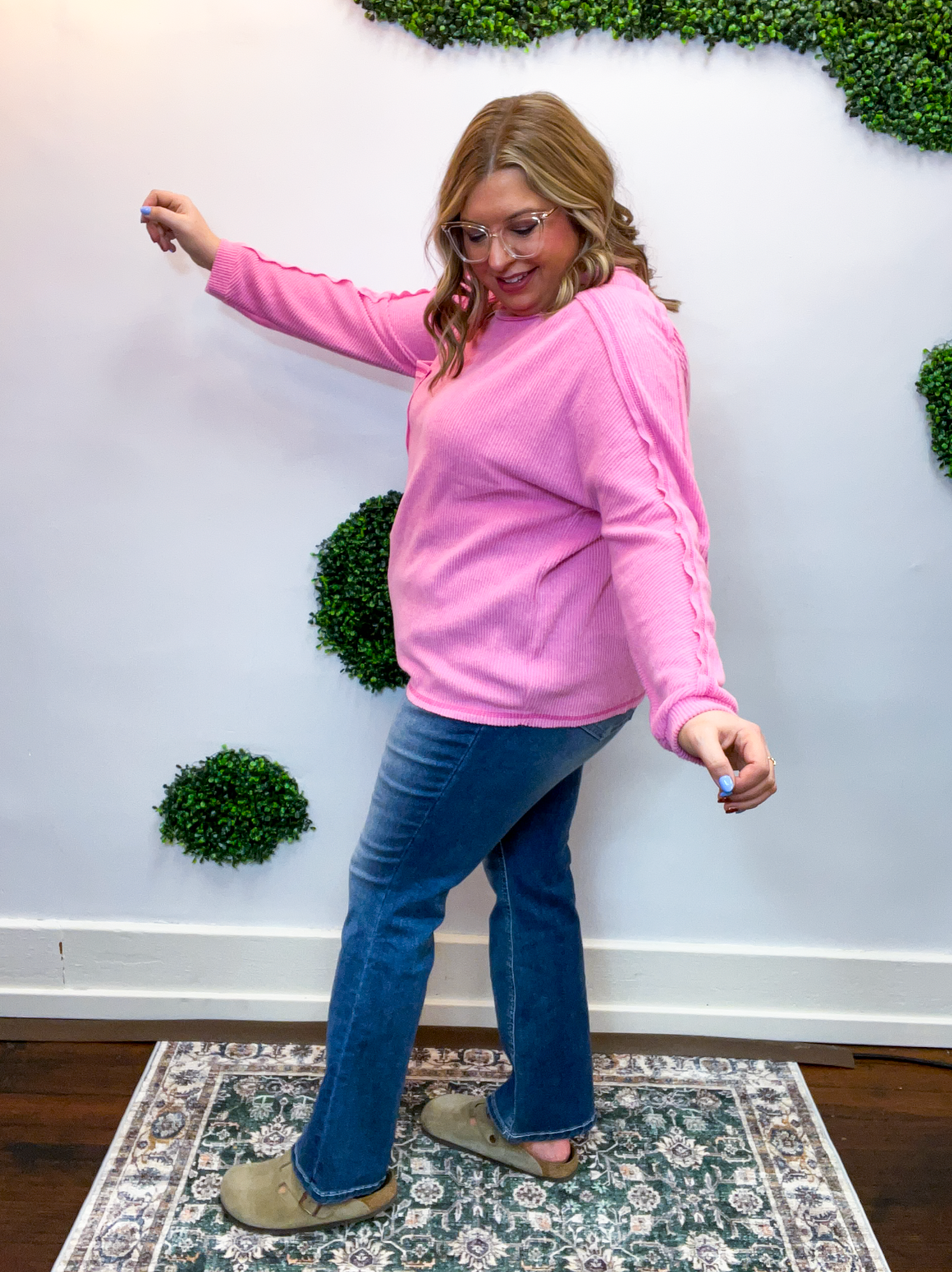 Cozy Ridge Ribbed Pullover in Candy Pink