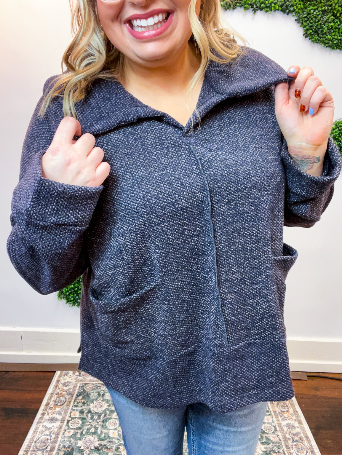 Country Nightfall Collar Sweater in Charcoal