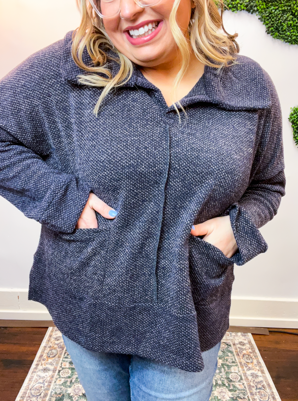 Country Nightfall Collar Sweater in Charcoal