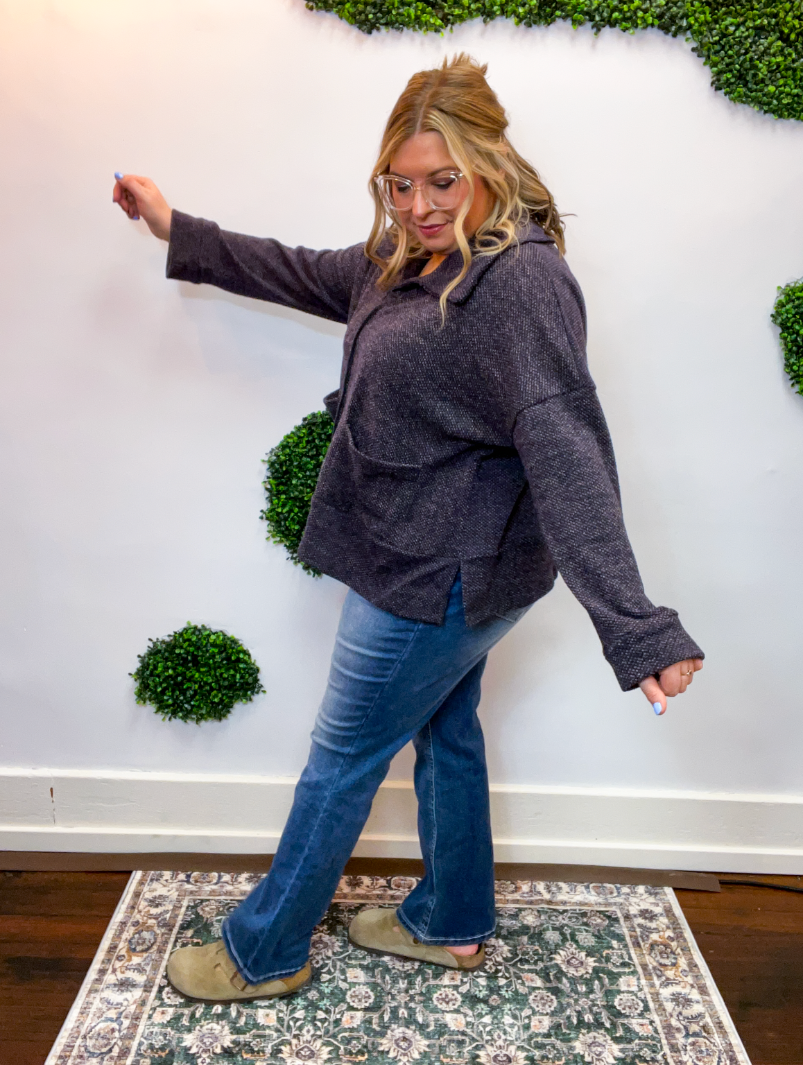 Country Nightfall Collar Sweater in Charcoal