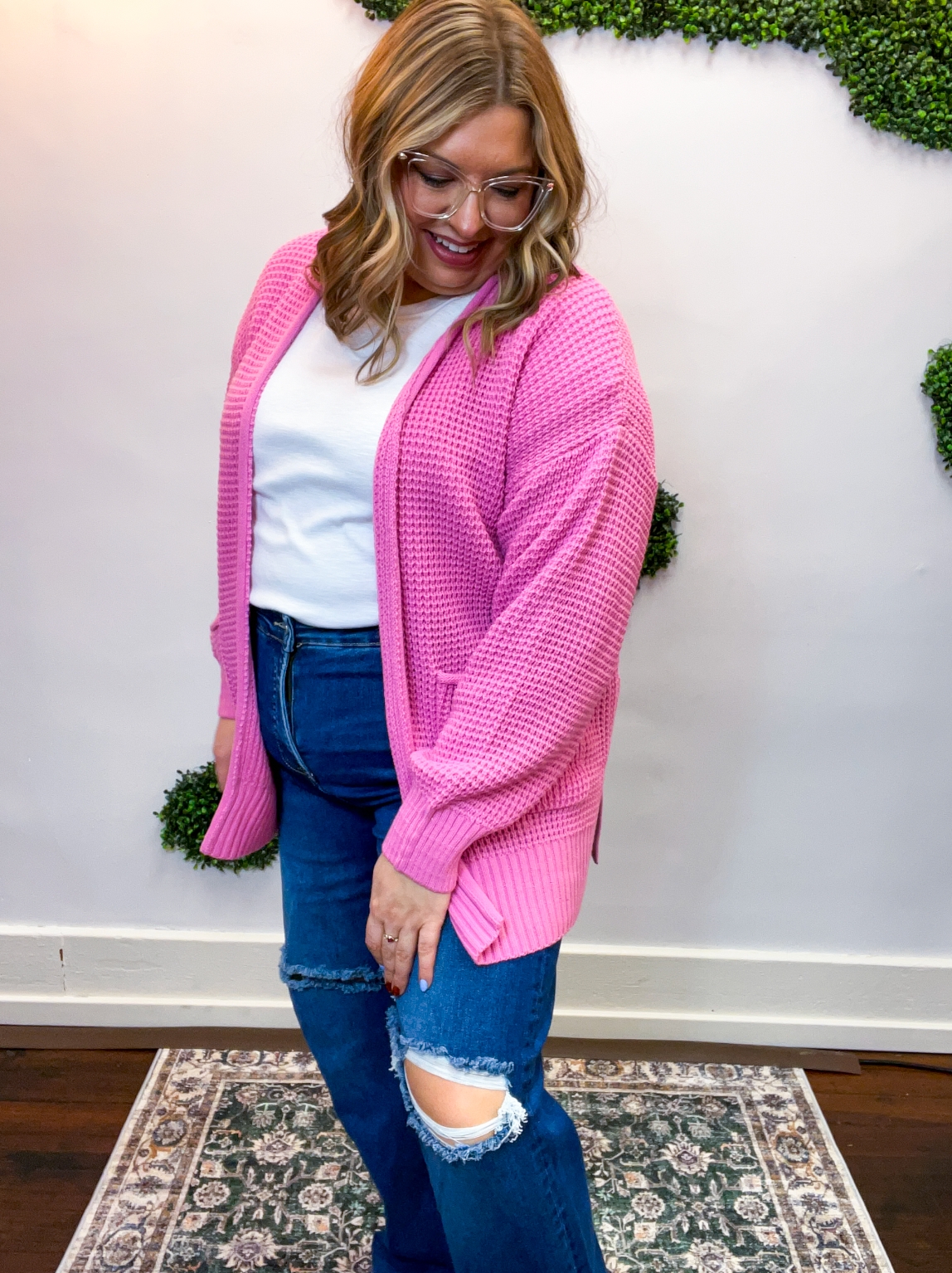 Cozy Corners Cardigan in Candy Pink