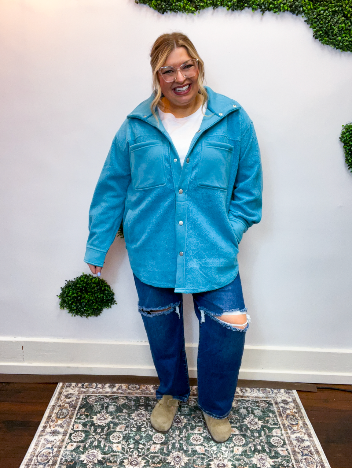Bright Trails Fleece Jacket in Teal