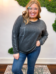 Cozy Ridge Ribbed Pullover in Black