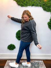 Cozy Ridge Ribbed Pullover in Black