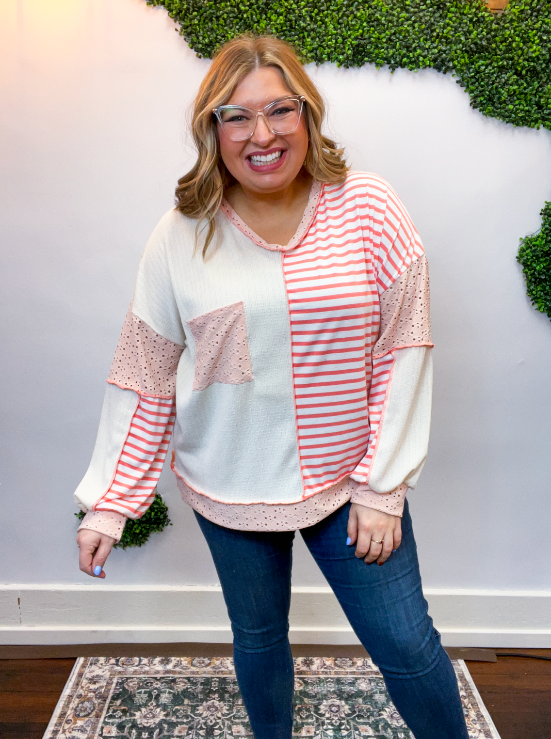 Pretty in Pink Color Block Knit Top