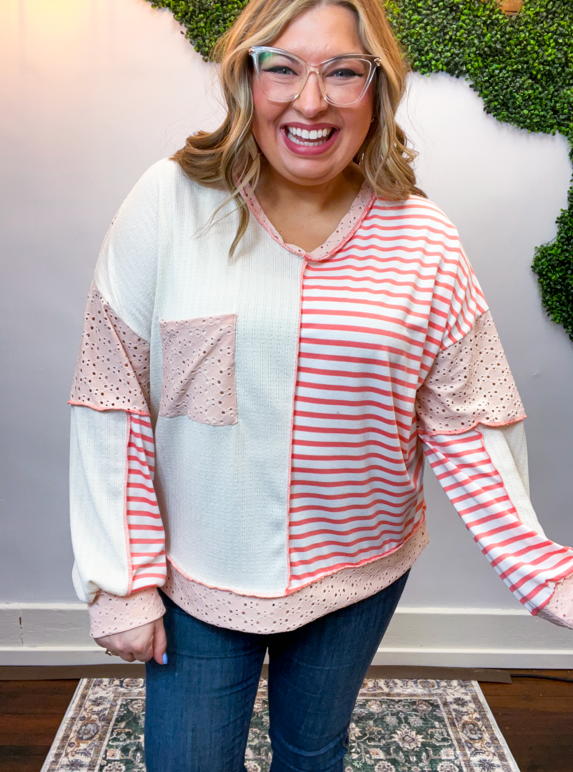 Pretty in Pink Color Block Knit Top