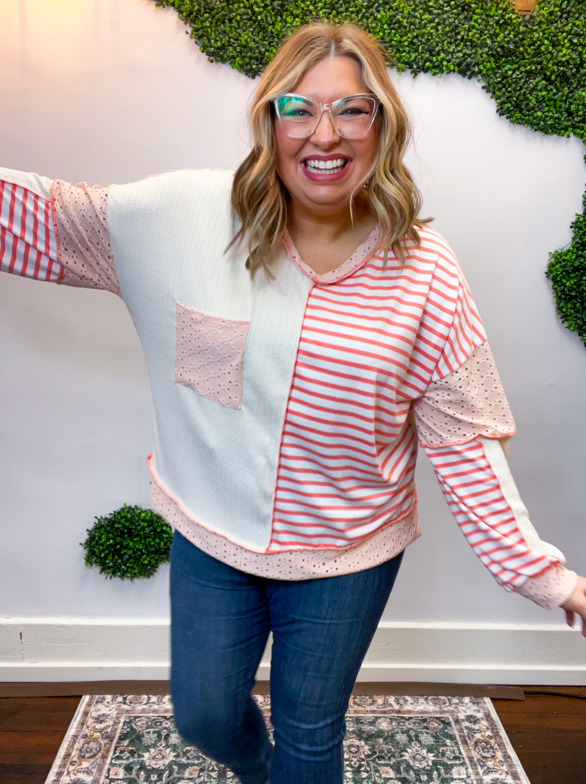 Pretty in Pink Color Block Knit Top