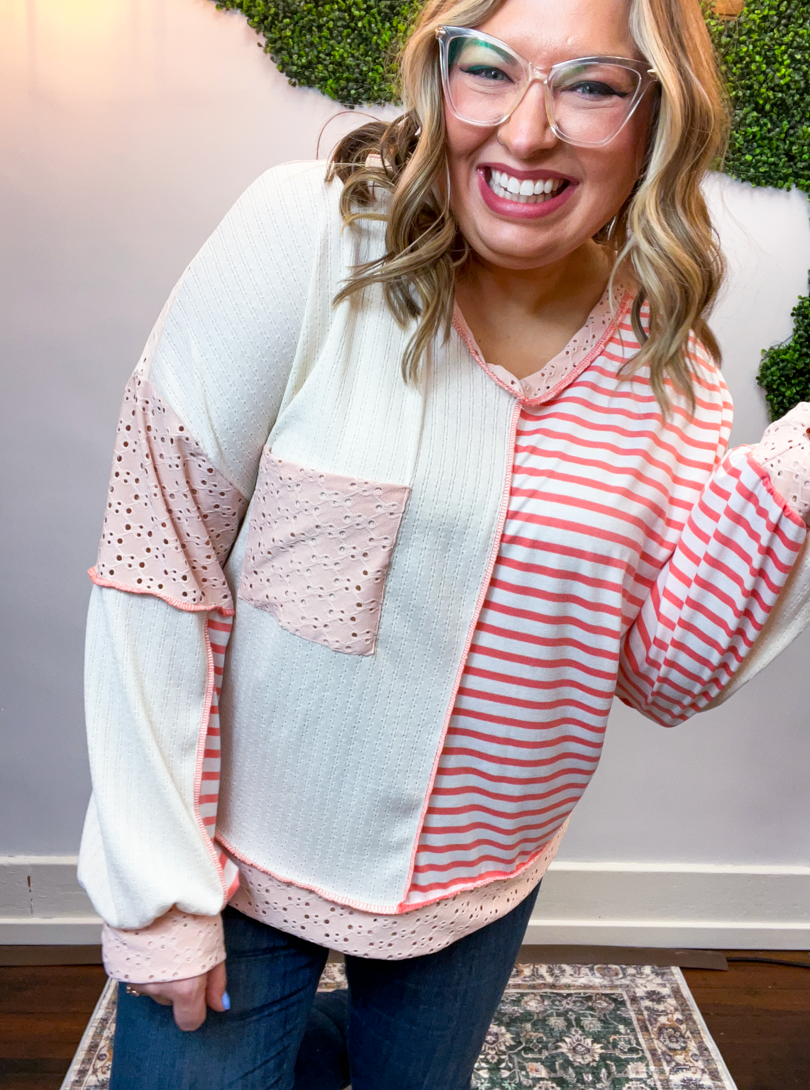 Pretty in Pink Color Block Knit Top