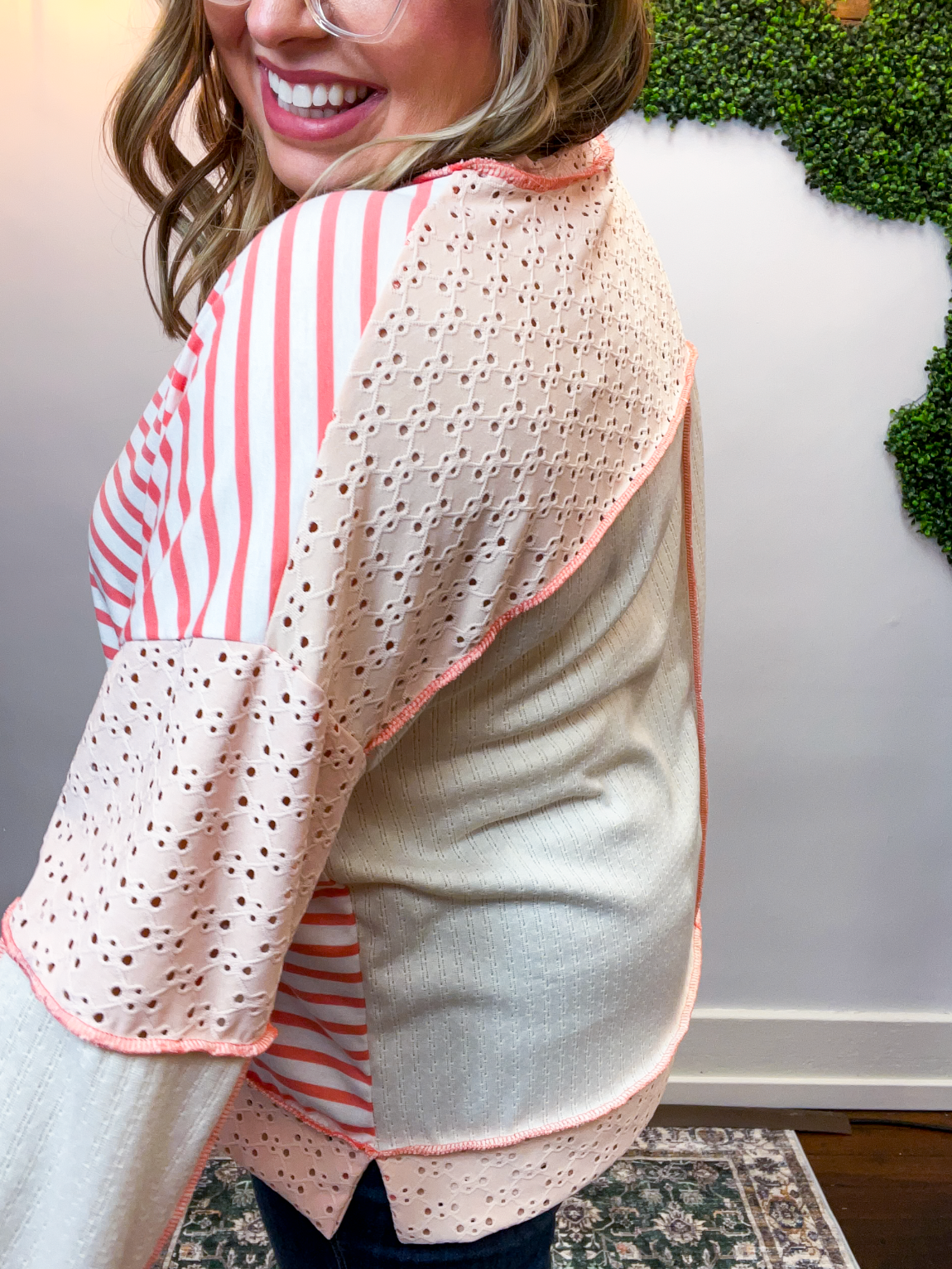 Pretty in Pink Color Block Knit Top