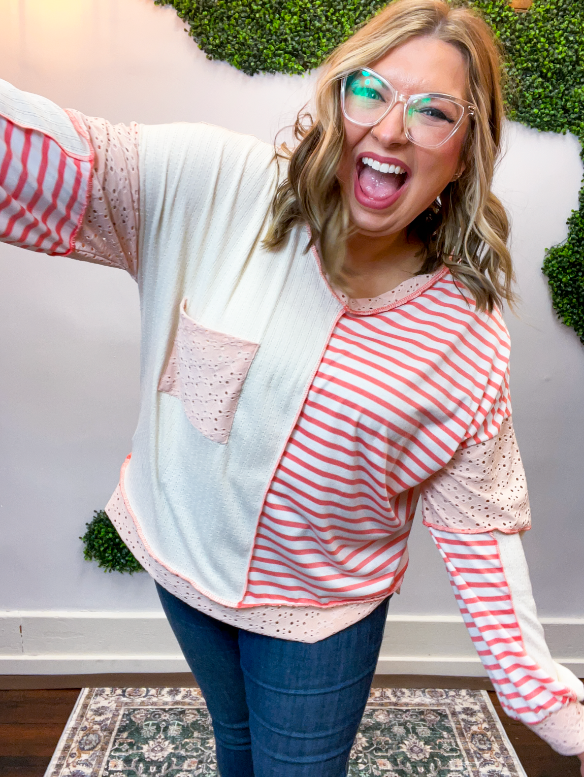Pretty in Pink Color Block Knit Top