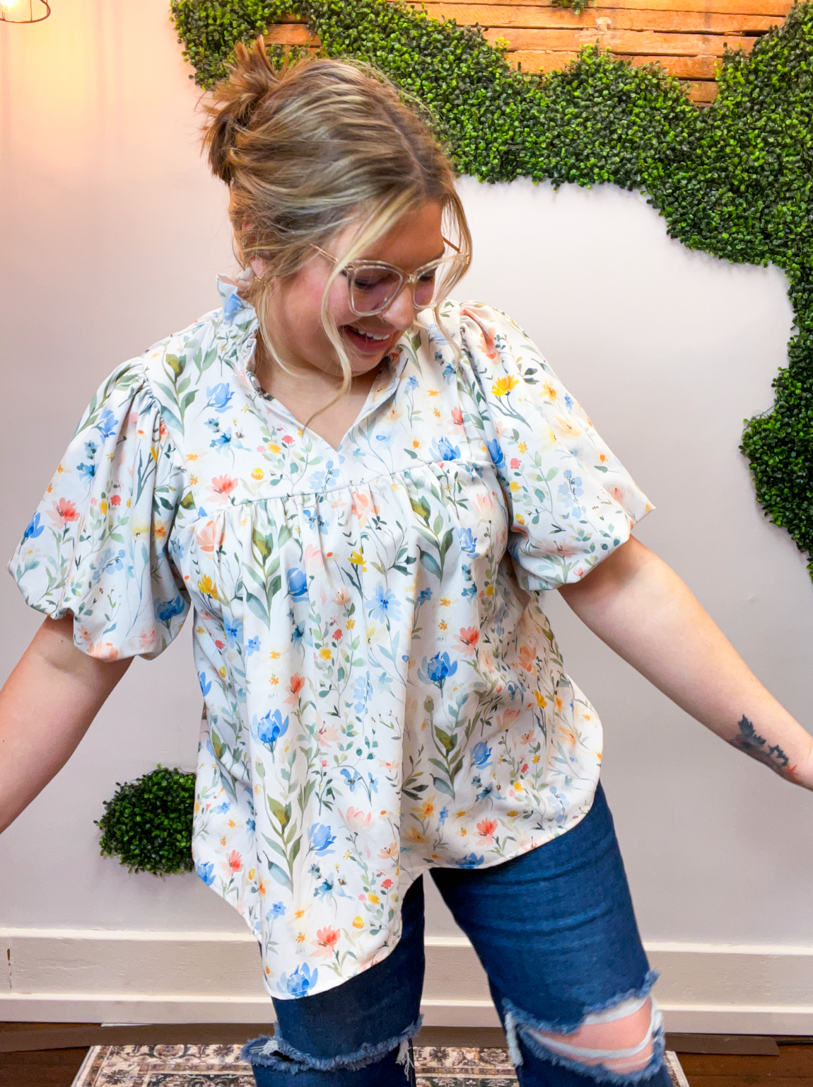 Meadow Daydream Top in Ivory