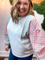 Picnic Plans Plaid Top in Grey