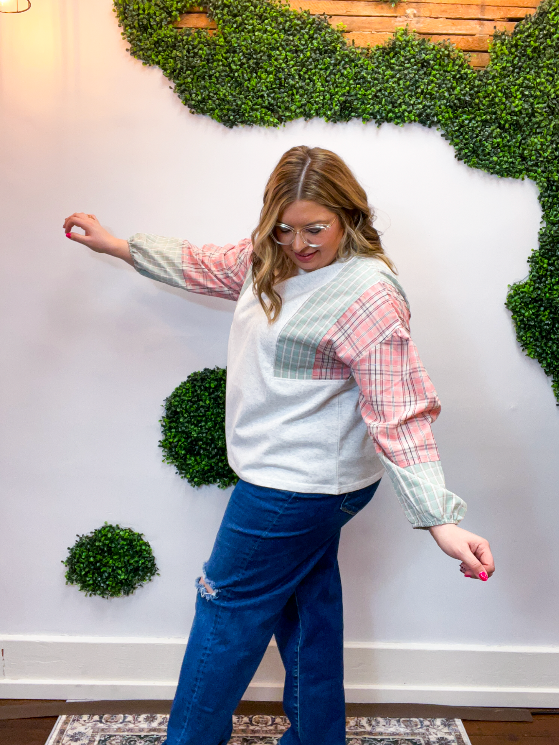 Picnic Plans Plaid Top in Grey