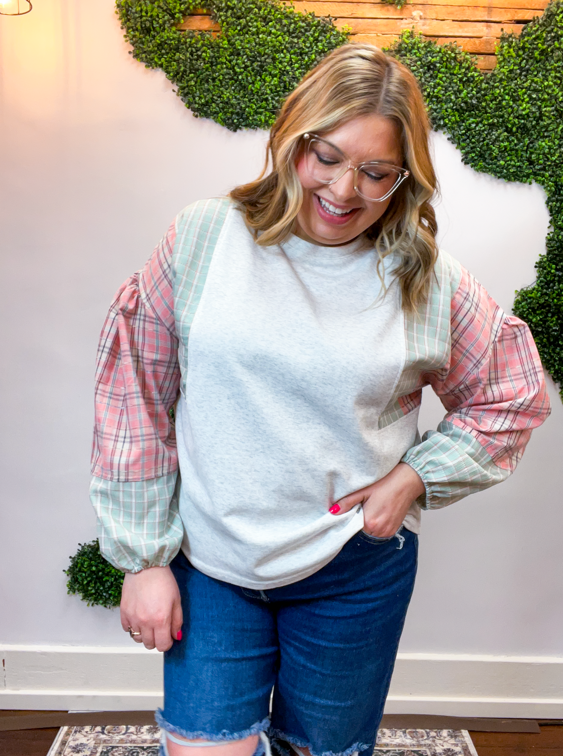 Picnic Plans Plaid Top in Grey