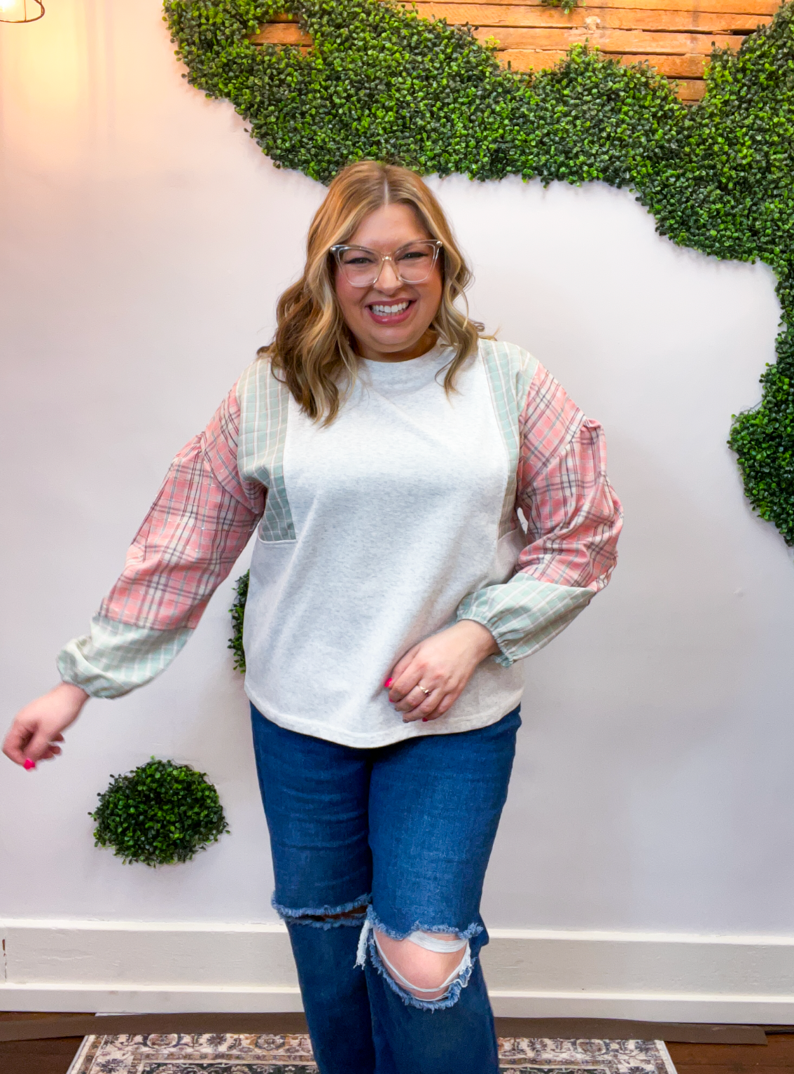 Picnic Plans Plaid Top in Grey