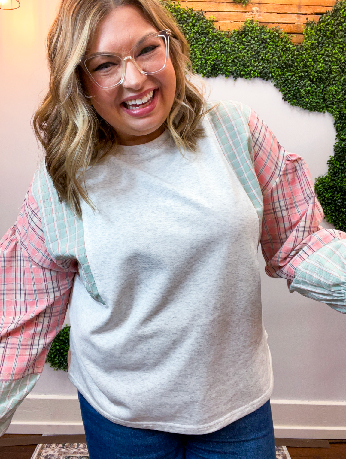 Picnic Plans Plaid Top in Grey