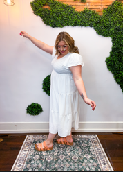 Main Street Moment Smocked Tiered Dress in White