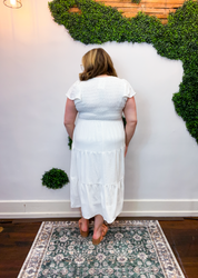 Main Street Moment Smocked Tiered Dress in White