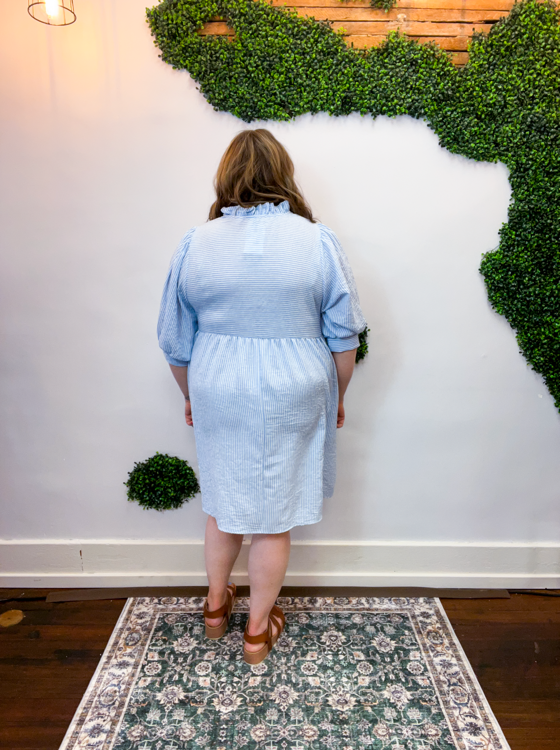 Pretty Please Pinstripe Dress in Blue