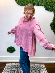 Rosey Days Gauze Button Down by Easel