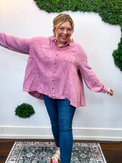 Rosey Days Gauze Button Down by Easel