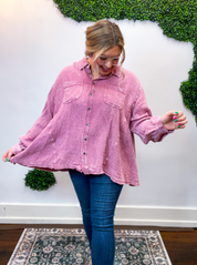 Rosey Days Gauze Button Down by Easel