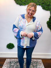 Petal Patch Hoodie Shacket in Navy